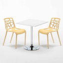 Weiß Quadratisch Tisch und 2 Stühle Farbiges Polypropylen-Innenmastenset Gelateria Cocktail Maße