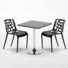 Schwarz Quadratisch Tisch und 2 Stühle Farbiges Polypropylen-Innenmastenset Gelateria Mojito