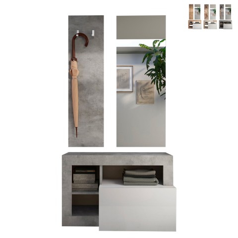 Moderner Dielen-Set mit Schuhschrank, Garderobe und Spiegel Claire Aktion