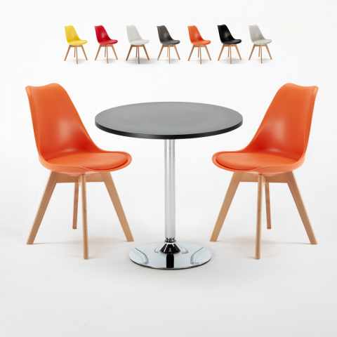 Schwarz Rund Tisch und 2 Stühle Farbiges Polypropylen-Innenmastenset Nordica Cosmopolitan Aktion