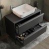 Modernes schwarzes freistehendes und aufgehängtes Badezimmermöbel mit 2 Schubladen und Bloom 79 Waschbecken. Maße
