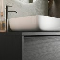 Modernes schwarzes freistehendes und aufgehängtes Badezimmermöbel mit 2 Schubladen und Bloom 79 Waschbecken. Eigenschaften