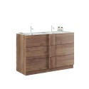 Badezimmerschrank aus Holz, stehend, 3 Schubladen, Doppelwaschbecken, 122x47x86cm, Modell Duet T Verkauf