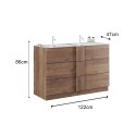 Bodenstehendes Badezimmermöbel mit 3 Holzschubladen und Doppellavabo 122x47x86cm Duet T Sales