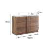 Badezimmerschrank aus Holz, stehend, 3 Schubladen, Doppelwaschbecken, 122x47x86cm, Modell Duet T Sales