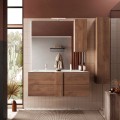 Hängendes Badezimmerschrank-Set Holz Doppelwaschbecken 2 Schubladen 122x47x53cm Duet S Aktion