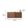 Hängendes Badezimmerschrank-Set Holz Doppelwaschbecken 2 Schubladen 122x47x53cm Duet S Sales