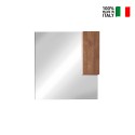 Badezimmerspiegel mit LED-Beleuchtung und hängender Holzsäule mit einer Tür, Aralia Katalog