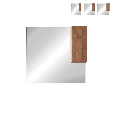 Badezimmerspiegel mit LED-Beleuchtung und hängender Holzsäule mit einer Tür, Aralia Aktion
