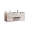 Hängender Badschrank Liz S, doppelte Waschbecken, 2 Schubladen, hochglanzweiß Angebot