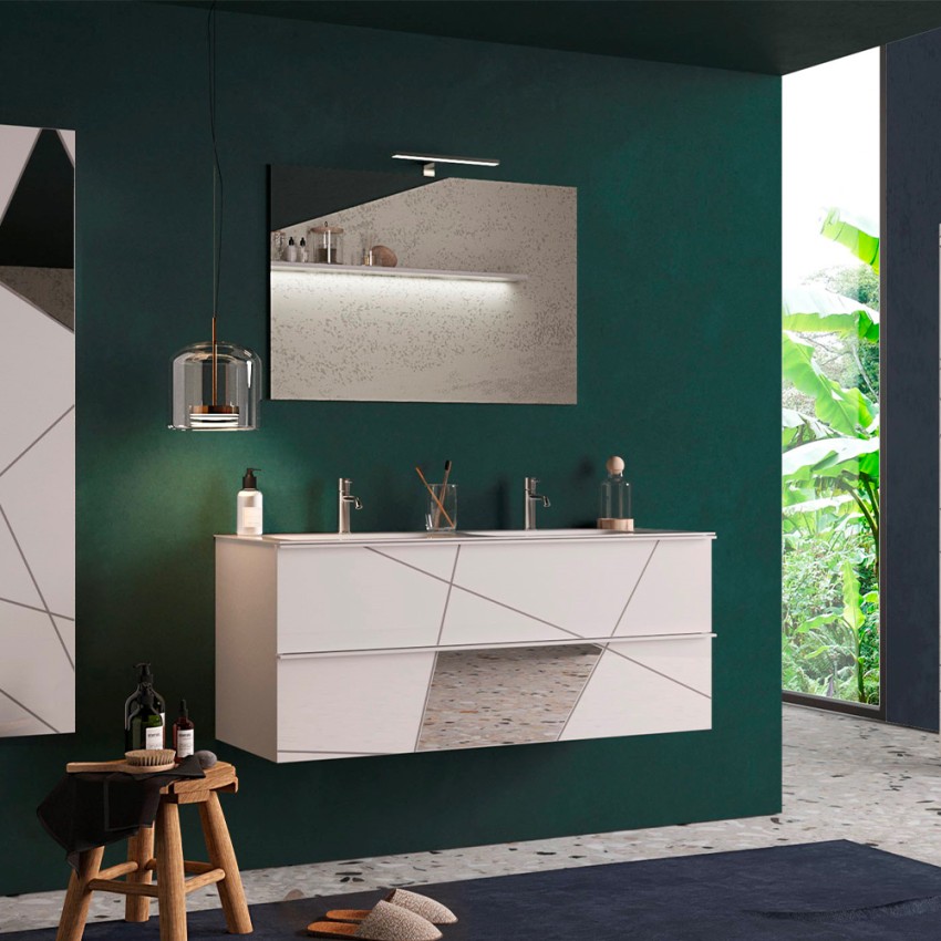 Hängender Badschrank Liz S, doppelte Waschbecken, 2 Schubladen, hochglanzweiß Aktion Hängender Badschrank Liz S, doppelte Waschbecken, 2 Schubladen, hochglanzweiß Aktion
