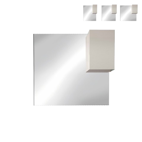 Badezimmerspiegelschrank Säule mit 1 Tür in glänzendem Weiß und LED-Licht Riva Aktion