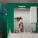 Badezimmerspiegelschrank Säule mit 1 Tür in glänzendem Weiß und LED-Licht Riva Sales