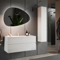 Modernes schwebendes Badezimmerset mit 2 Schubladen und glänzend weißem Waschbecken. Sales