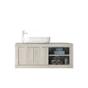 Schwebendes Badezimmermöbel mit modernem weißen Holzwaschtisch und 2 Türen namens Alon. Eigenschaften