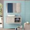 Schwebendes Badezimmermöbel mit modernem weißen Holzwaschtisch und 2 Türen namens Alon. Sales