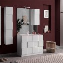 Stehendes Badezimmermöbel mit 3 glänzenden weißen Schubladen und Tetra Dama Waschbecken Sales