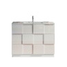 Stehendes Badezimmermöbel mit 3 glänzenden weißen Schubladen und Tetra Dama Waschbecken Eigenschaften