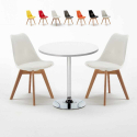 Weiß Rund Tisch und 2 Stühle Farbiges Polypropylen-Innenmastenset Nordica Long Island