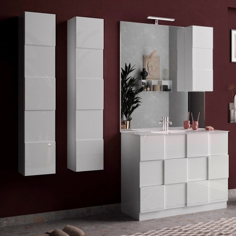 Moderne hängende Badschrank, 1 Tür, Hochglanz Weiß, Raissa Dama Aktion