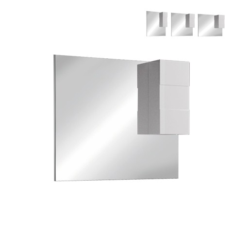 Badezimmerspiegel mit LED-Beleuchtung und Hochschrank mit 1 Tür, glänzend weiß, Zeit Dama Aktion