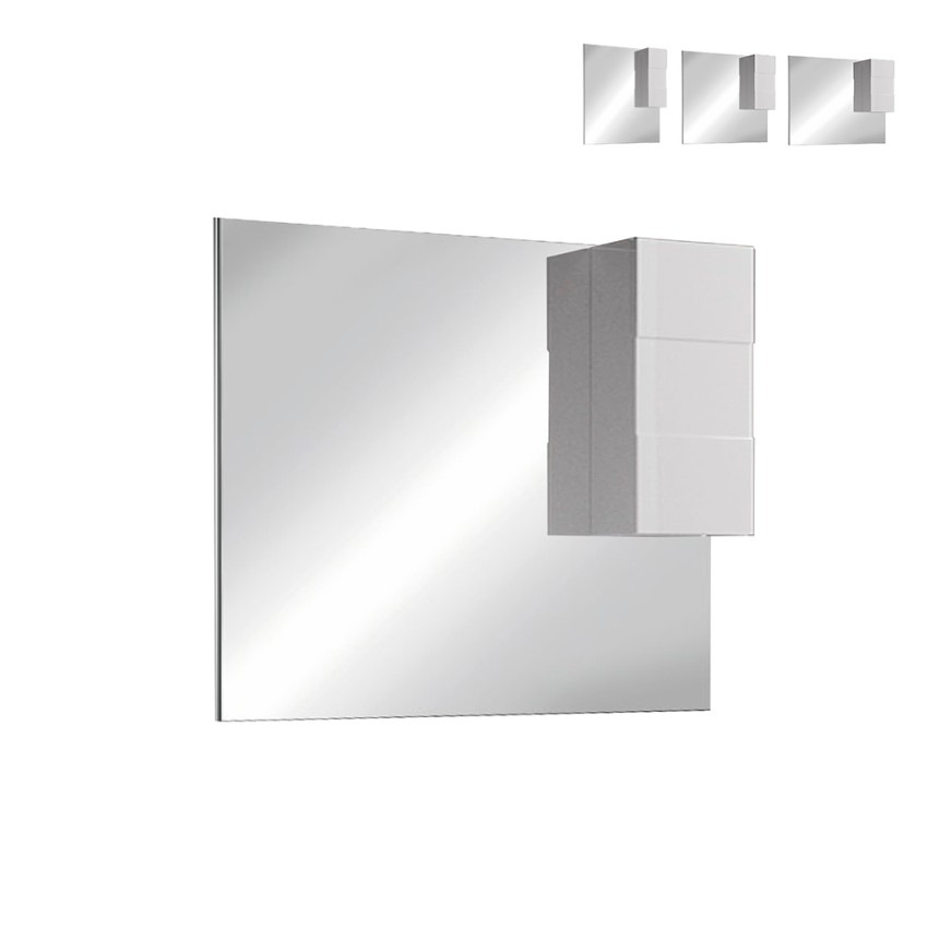 Badezimmerspiegel mit LED-Beleuchtung und Hochschrank mit 1 Tür, glänzend weiß, Zeit Dama Aktion