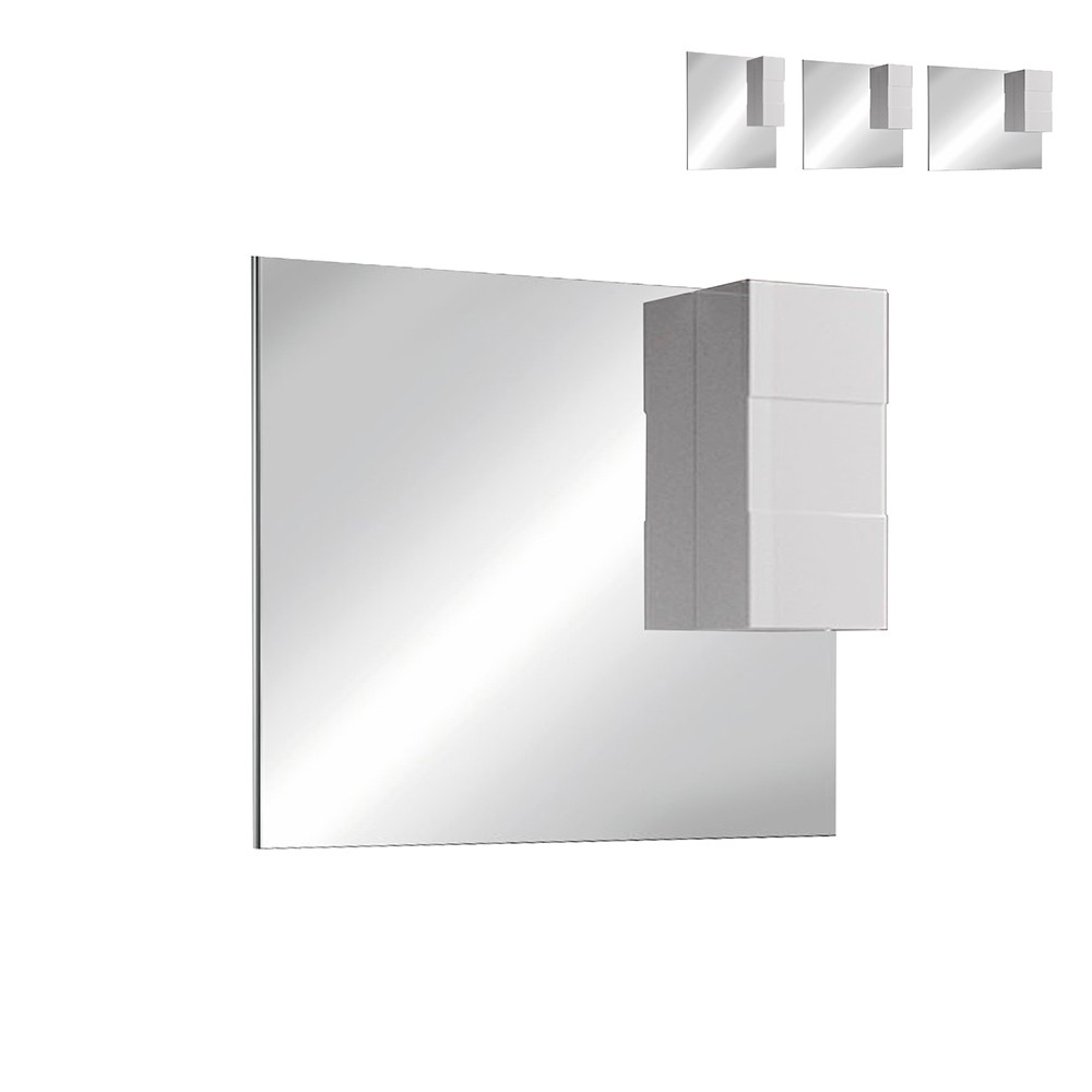 Badezimmerspiegel mit LED-Licht und 1 Türsäule in glänzendem Weiß - Zeit Dama