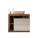 Moderner Badezimmer-Unterschrank 2 Schubladen Weißholz mit Waschbecken Jarad BW Preis