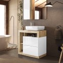 Moderner Badezimmer-Unterschrank 2 Schubladen Weißholz mit Waschbecken Jarad BW Katalog