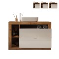 Moderner Badezimmer-Unterschrank 2 Schubladen Weißholz mit Waschbecken Jarad BW Aktion