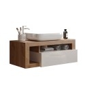 Moderner, schwebender Badezimmerschrank mit Waschbecken, Schublade, weißem Holz Kura BW Eigenschaften