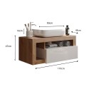 Moderner, schwebender Badezimmerschrank mit Waschbecken, Schublade, weißem Holz Kura BW Kosten