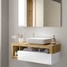 Moderner, schwebender Badezimmerschrank mit Waschbecken, Schublade, weißem Holz Kura BW Sales