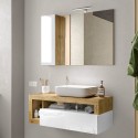 Badezimmerspiegel Säule 1 Tür LED-Licht Weiß Eiche Holz Pilar BW Rabatte