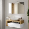 Badezimmerspiegel Säule 1 Tür LED-Licht Weiß Eiche Holz Pilar BW Rabatte