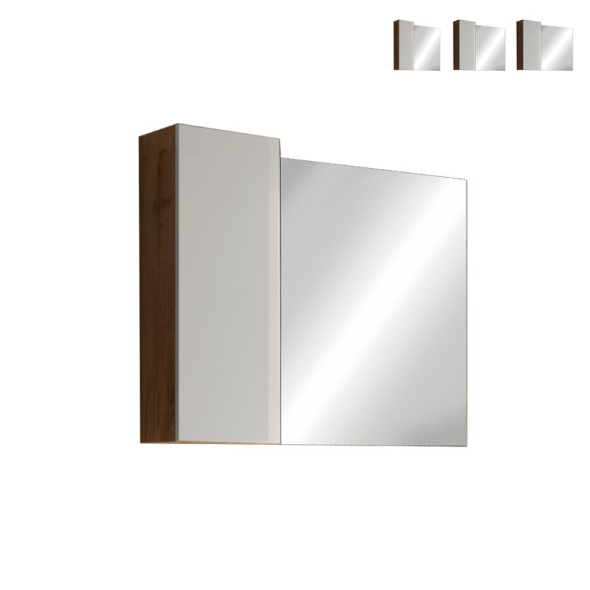 Badezimmerspiegel Säule 1 Tür LED-Licht Weiß Eiche Holz Pilar BW Verkauf Badezimmerspiegel Säule 1 Tür LED-Licht Weiß Eiche Holz Pilar BW Verkauf