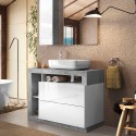Badezimmerset Standmodell mit Waschbecken, 2 Schubladen, Weiß/Grau-Beton, Jarad BC Sales