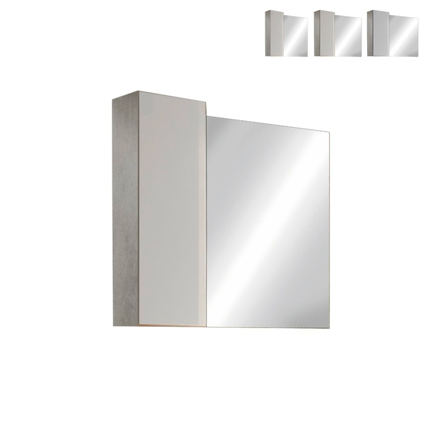 Badspiegel LED Licht Säule 1 Tür Weiß Grau Pilar BC. Angebot