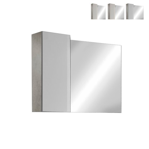 Badspiegel LED Licht Säule 1 Tür Weiß Grau Pilar BC. Aktion