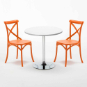 Weiß Tisch und 2 Stühle Farbiges Polypropylen-Innenmastenset Vintage Long Island Lagerbestand