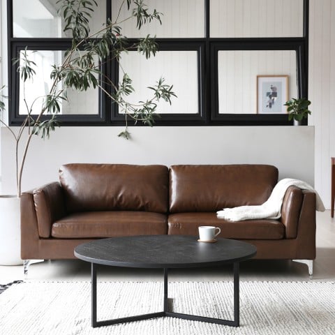 3-Sitzer Sofa aus Kunstleder im Vintage-Industrie-Stil Corneel. Aktion