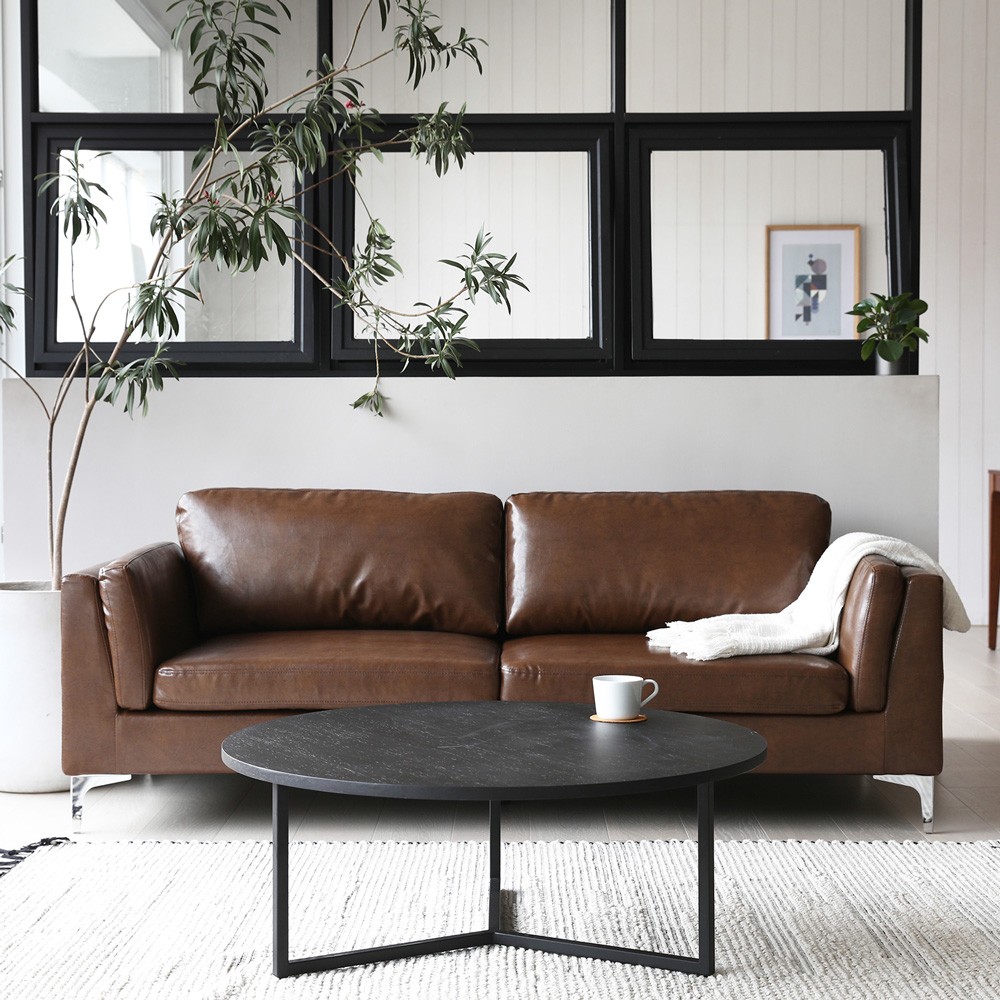 3-Sitzer Sofa aus Kunstleder im Vintage-Industrie-Stil Corneel.