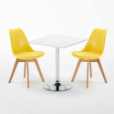 Weiß Quadratisch Tisch und 2 Stühle Farbiges Polypropylen-Innenmastenset Nordica Cocktail Modell