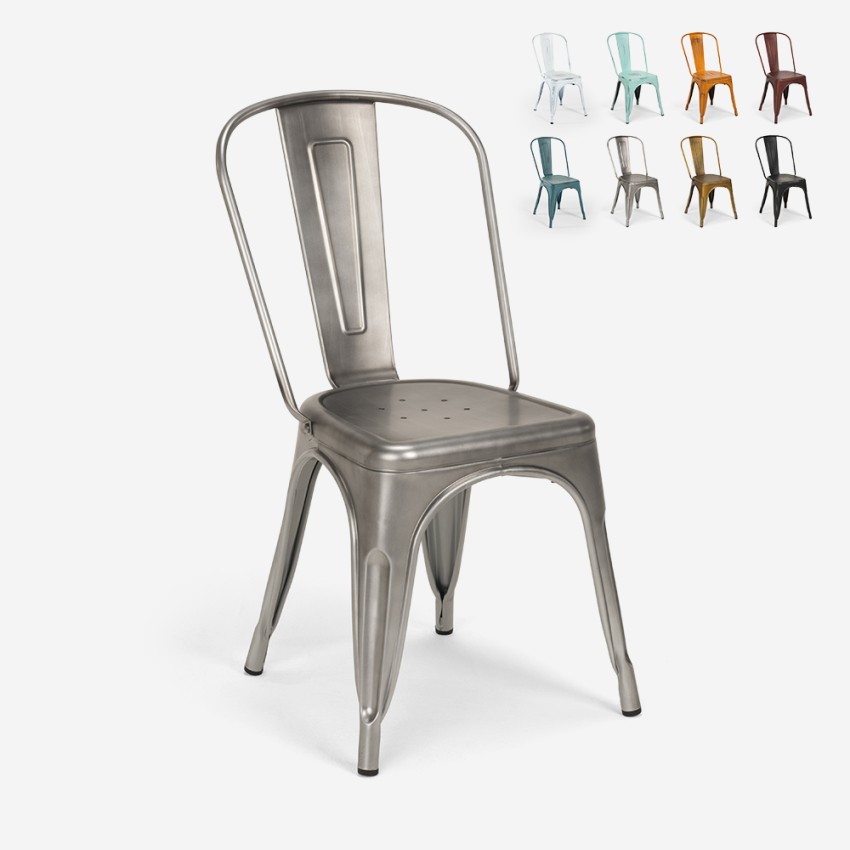 stühle im industriedesign aus metall vintage shabby chic stil Lix steel old Maße