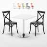 Weiß Quadratisch Tisch und 2 Stühle Farbiges Polypropylen-Innenmastenset Vintage Cocktail Aktion