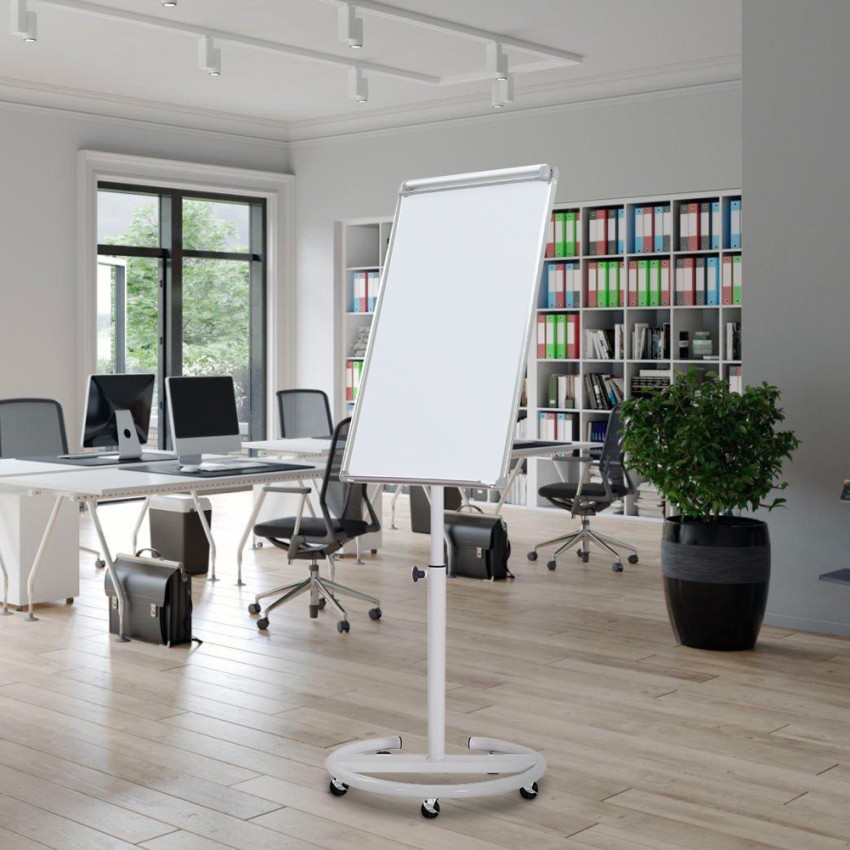 Magnetisches Whiteboard für Magnete, 100 x 70 cm, drehbar, mit Rollen Stephen