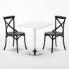 Weiß Quadratisch Tisch und 2 Stühle Farbiges Polypropylen-Innenmastenset Vintage Cocktail Lagerbestand