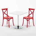 Weiß Quadratisch Tisch und 2 Stühle Farbiges Polypropylen-Innenmastenset Vintage Cocktail Eigenschaften