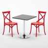 Schwarz Quadratisch Tisch und 2 Stühle Farbiges Polypropylen-Innenmastenset Vintage Mojito Lagerbestand