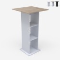 Hochbartisch Esszimmer Beistelltisch mit 3 Regaleböden 60x60cm Sunet Aktion